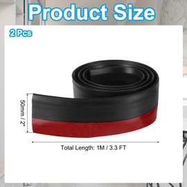 PATIKIL Door Draft Stopper, 2 Pack 3.3FT Silicone Under Door Strips Weather Stripping Door Seal Strong Adhesive Door Stopper Noise Cold Air Blocker, Black(2 Inch Wide)