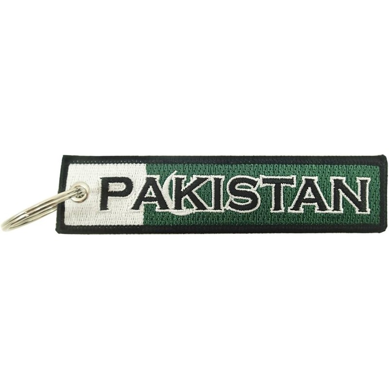 Llavero de la bandera de Pakistán, 100% bordado