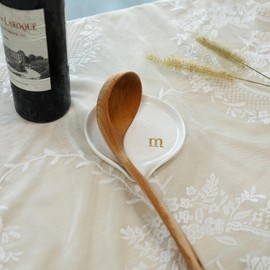 COLLECTIVE HOME - Large Ceramic Spoon Rest, Monogram Ceramic Spoon Holder, 5 Inches Spoon Holder for Stove, Coffee Bar, and Kitchen, Ideal for Large Spoons and Soup Spoons (gold-m)