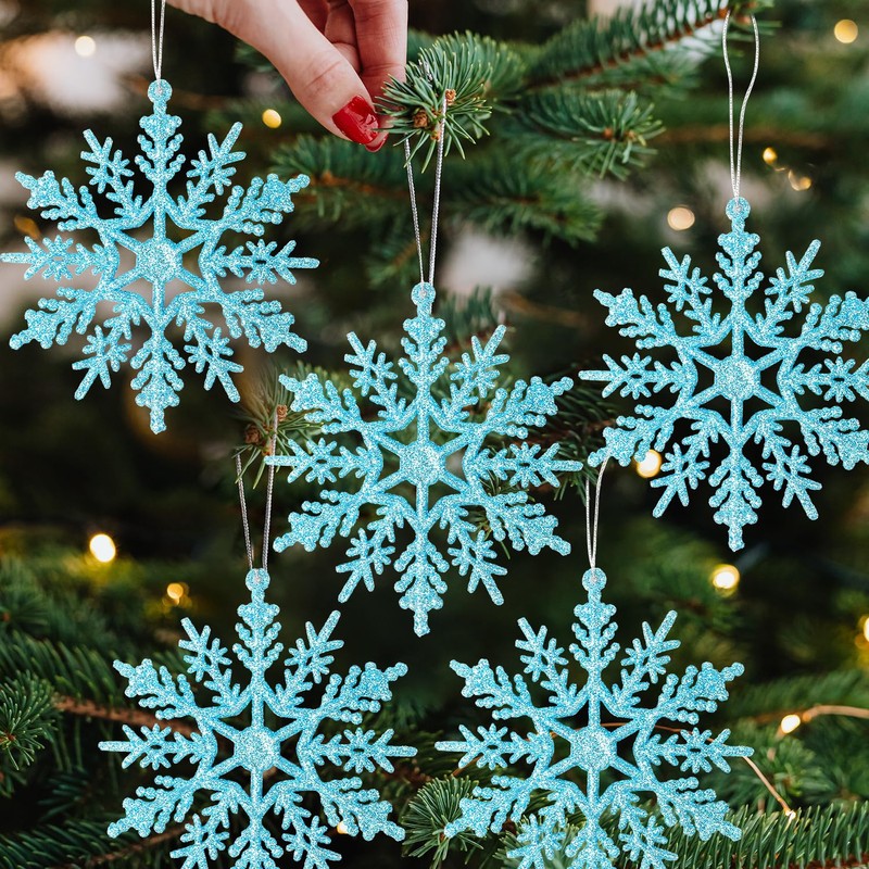 SULOLI Glitter Snowflake Hanging Decorations(Blue)