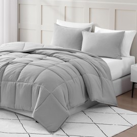 Casa Platino Twin Bedding Set - Ultra Soft Comforter & Twin Pillow Sham - Cozy Twin Size Duvet Insert - Silver
