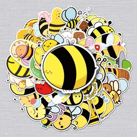 LYunMu 50 Pcs Bees Stickers for Kids Teens Adults Boys Girls Gift,Stickers Pack for Laptop,Skateboard,Luggage,Car,Bike, Cup,Computer,Water Bottle Decor,Bees Vinyl Waterproof Sticker Decals