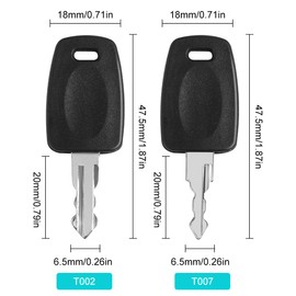 EOYVAIL Luggage Locks, 2 Pieces T002, T007 Lock Keys with 2 Key Rings for Suitcase, Travel Luggage, TSA Locks