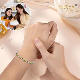 HEEYA Peridot Bracelets for Womens, Adjustable August Birthstone Bracelets Ladies Bracelet Tennis Bracelets for Women August Birthstone Jewellery Gifts for Her Birthday Christmas Presents
