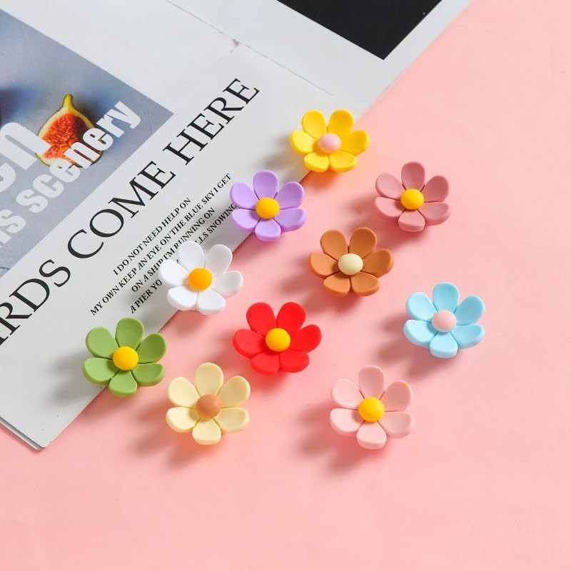 DWUENT 10pcs Flower Fridge Magnets, 2.7cm Single Diameter Cute 3D