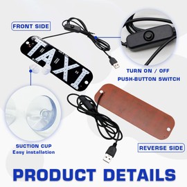 YSY Juren 1pcs Taxi Sign Light USB On/Off Button, Bright Taxi LED Sign, Suction Cup Window Placement for Taxi Car (White)