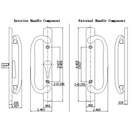 PATIO DOOR HANDLE SET WHITE REPLACEMENT PD2010WHITE-CENTER