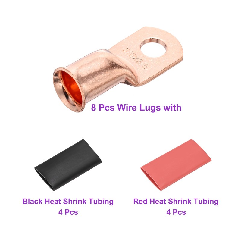 DMiotech 8 Pcs 3/0 AWG - 3/8" Copper Cable Lugs,