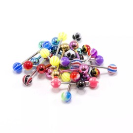 EG Gifts Tongue Rings Straight Barbells 14G 5/8" Surgical Steel No Duplicate Set Of 20