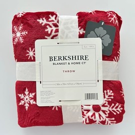 Berkshire Blanket Velvetloft Throw (Red Snowflakes)