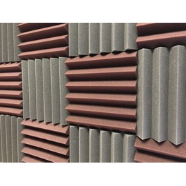 Soundproof Store 4492 Acoustic Wedge Soundproofing Studio Foam Tiles, 2 X 12 X 12-Inch, Pack of 12 (Charcoal Black and Burgundy Maroon)