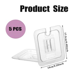 Polycarbonate Food Pan Lids,5 Pcs 1/6 Size Clear Hotel Pan Lid Plastic Hotel Pan Cover,Clear Plastic Steam Table Pan Lid, Food Pan Lids Polycarbonate Pan Cover (B)