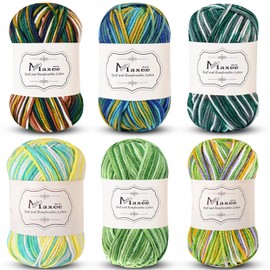 Maxee hand-knitting yarn, 6 x 50 g Crochet Yarn, Colourful Gradient Acrylic Yarn for Knitting, Soft Wool for Crocheting, Multicoloured Yarn for Knitting, Crochet and Crafts