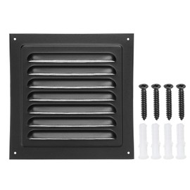 PATIKIL 6.5"x6.5" Aluminum Gable Vent, Exterior Wall Outlet Vent Square Soffit Vent HVAC Louver Air Grille with Built-in Screen for House Attic Garage Ceiling, Black