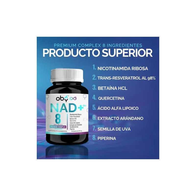 Oby Nad+ Resveratrol Potenciado 8 Ingred Nicotinamida Ribosa