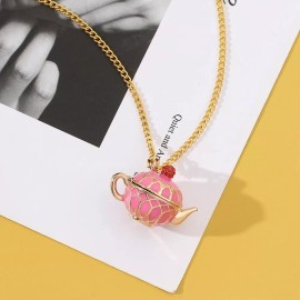 Unbranded Pink & Gold Teapot Necklace - Cute, Locket Style - Coffee, Tea, Cute Gift