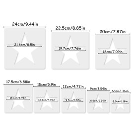 Star Stencil, 8 Pcs Different Size Star Stencils, Star Template Stencil, Large Star Stencil for Spray Painting, Painting Template for Fabric Walls Arts Paper | krastmon