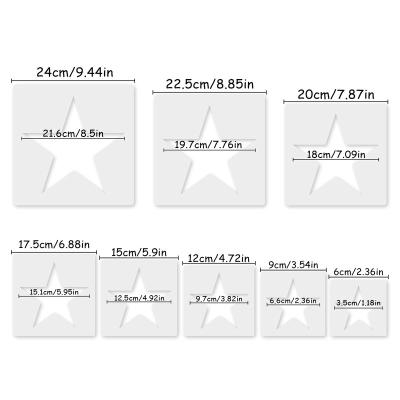 Star Stencil, 8 Pcs Different Size Star Stencils, Star Template