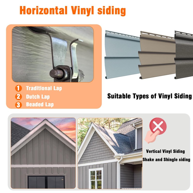 YUNFOOK 14 Pcs Vinyl Siding Hooks, Stainless Steel No-Hole Hangers