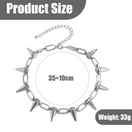 Fc'Noqgn Hip Hop Necklace, Exaggerated Personality Punk Rivets Necklace, Ball Necklace Collar Chain, Women's Necklace Necklace, Punk Rock Necklace (Silver)