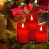 Roomsily Flameless Battery Operated Flickering Candles:3PACK Red Real Wax Pillar