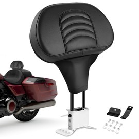 Motorcycle Rider Backrest with Detachable Plug In Backrest Mounting Kit Adjustable Leather Driver Backrest Compatible with Harley Touring Street Glide Road King Electra Glide Ultra Limited 2009-2024
