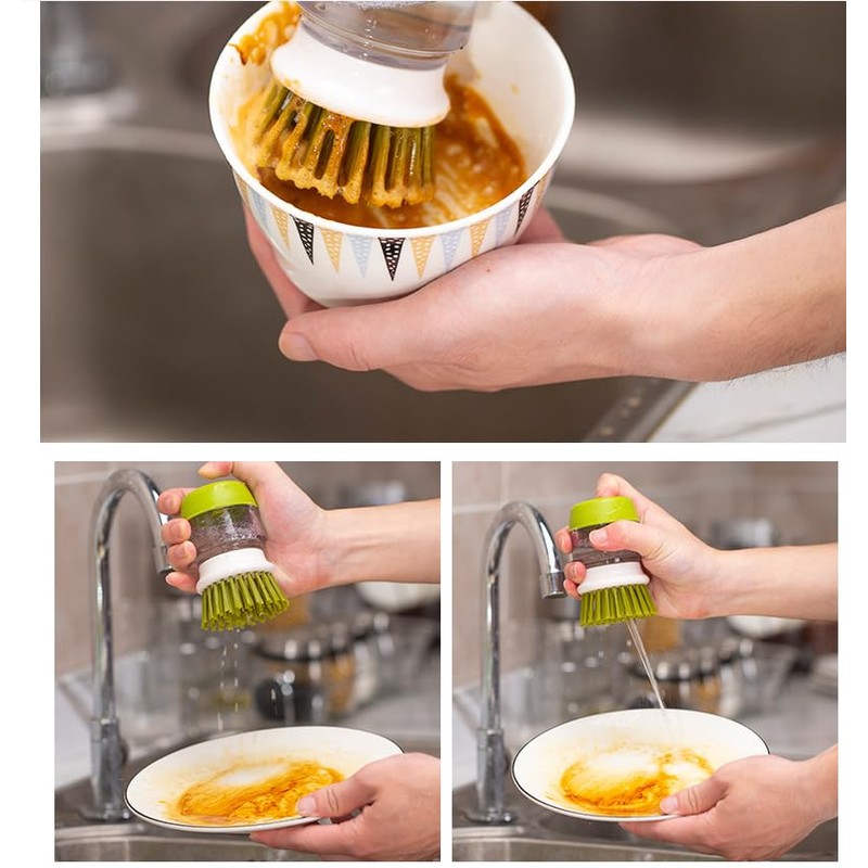 2 PCS Multifunctional Press Cleaning Brush, Kitchen Cleaning Brush with