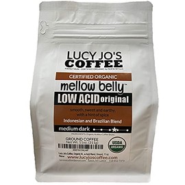 Lucy Jo's Coffee Roastery, Organic Mellow Belly Low Acid Blend, Medium Dark, Ground, 11 oz (11 OZ)