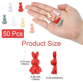 LiQunSweet 50 Pcs Opaque Animal Charms Flatback Flocky Easter Rabbit Cabochons for DIY Craft Jewelry Making Hair Clip