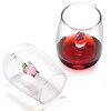 Pumtus Set of 2 Stemless Wine Glassware with Rose Inside,
