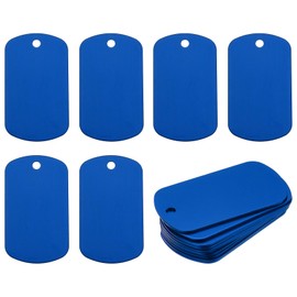 Rebower Aluminum Blank Tags Engraving Metal Stamping Blanks,[for Number Tag, Dog Tag,Pendant Decoration] - 2 x 1.2 Inch/Blue / 50 Pcs