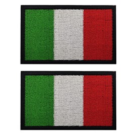 2 PCS AliPlus Italy Flag Patches Embroidered Tactical Military Morale Patch Applique Fastener Hook and Loop(Black Border)