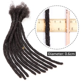 Originea 100% Real Hair Dreadlocks Extensions Afro Kinky Black 0.6 cm Fashion Crochet Braiding Hair for Women (6 Inches (30 Strands), 1B 0.6 cm)