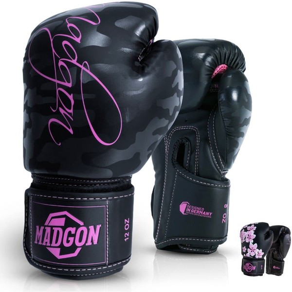 MADGON Women's Boxing Gloves - Premium Material Remarkable Strength - Boxing Gloves - MMA Gloves, Martial Arts, Training & Boxing - Excellent Shock Absorption - Bag Included