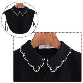 Gracelife Classic Black Lace False Collar Elegant Chiffon Half Shirt Stylish Lapel Blouse Detachable Collar Fake Shirt for Women