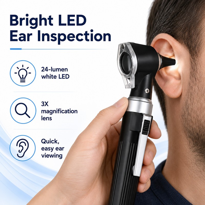 Ear Inspection Otoscope with LED Light – 3X Magnification Pocket