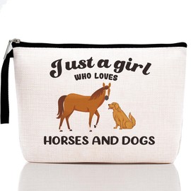 Funny Makeup Bag Dog Gifts Horse Gifts for Girls Women Girlfriend Bestie Daughter Best Friend Horse Stuff Dog Lovers Gifts for Women Cosmetic Bag Zipper Pouch Travel Bag Graduation Birthday Gifts