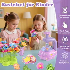 Charmofun DIY Flower Craft Set, Craft Girls 3 4 5 6 7 Years, Flower Craft Toy with Flower Machine, Flower Garden Toy, Bouquet Gifts Creative for Girls from 3 Years