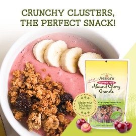 Jessica’s Natural Foods - Gluten-Free Almond Cherry Granola made with dried Michigan cherries and toasted almonds, Non-GMO, no artificial flavors or preservatives, 11oz (Pack of 3)