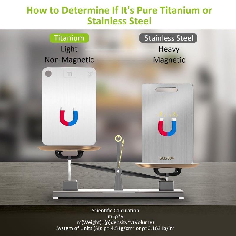 Rexspt 100% Pure Titanium Cutting Boards for Kitchen, Double-Sided Food-Grade