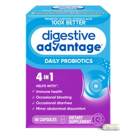 Digestive Advantage Digestive Advantage Probiotics For Digestive Health, Daily Probiotics For Women & Men, Supports Gut Health, Occasional Bloating & Diarrhea, Minor Abdominal Discomfort, & Immune Support, 60ct Capsules