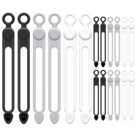 [Wrap Around Type, Freely Adjustable, Super Convenient] Cable Clip, Cord Clip, Cable Band, Cord Together, Cord Loop, Zip Up Band, Repeated (Black, Gray, White, 18 Pieces)