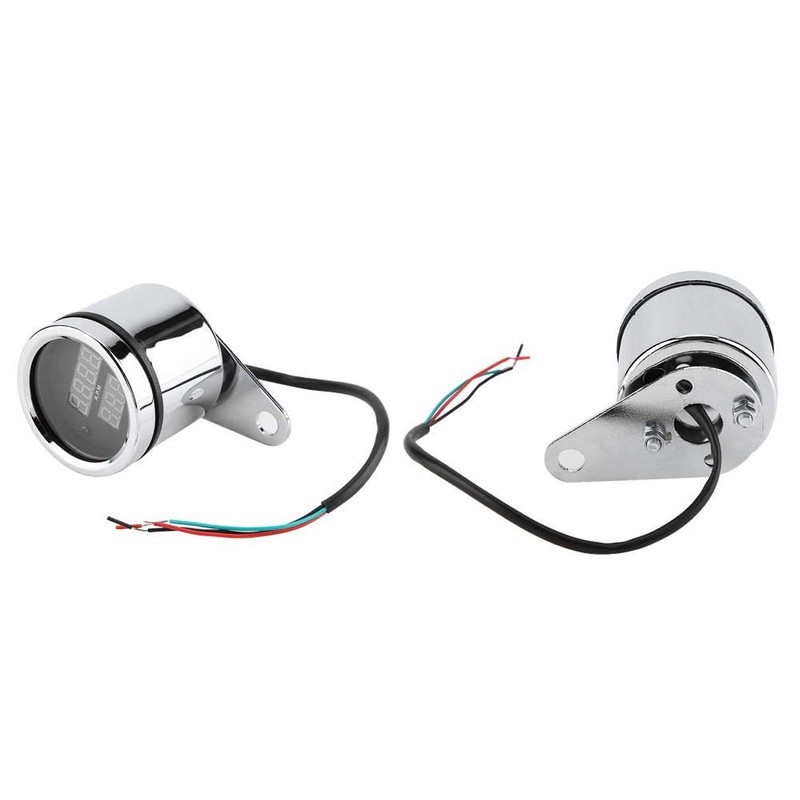 Tachometer, Qiilu Tachometer,2 in 1 Motorcycle LED Digital Voltmeter Tachometer