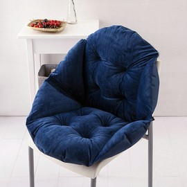 FakeFace Soft Plush Seat Cushion, Thick Chair Pillow with Ties Back Sciatica Relieve,High Back Seat Chair Cushion Pad Cover Perfect for Car, Office Chair,Garden,Sofa Armchairs Wheelchair(Dark Blue)