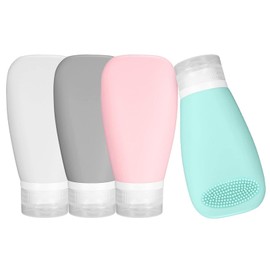 Botellas de Viaje,4 Unidades de Silicona A Prueba de Fugas,Comprimibles,Mini Travel Essentials,Tamaño de Viaje para Llevar Champú, Loción,Jabón,Líquidos