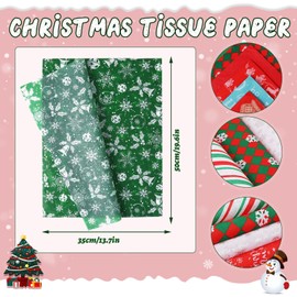 SANNIX 100 Sheets Christmas Tissue Paper Bulk Red White Green Snowflake Snowman Gift Wrapping Paper for Holiday Gift Wrapping DIY Crafts Christmas Party Decoration 19.7 ×13.8 Inch (10 Patterns)