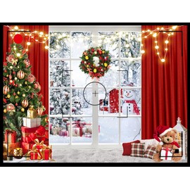 CHAIYA 7X5FT Winter Snow Christmas Trees Backdrop for Photography and Family Party - New Year Celebration Background