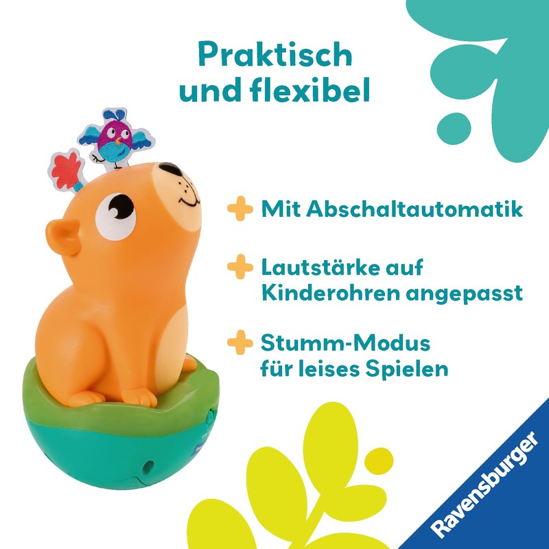 Ravensburger Play+ 4874 Musical Standing Up Spinning Top: Capybara, Roly-Poly,