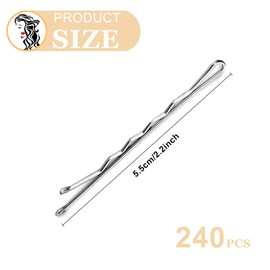 240PCS Silver Bobby Pins Silver Hair Pins for Grey Hair Bobby Pins for Styling with Box, 2.2 Inch/5.5cm