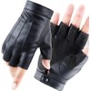 Fingerless Leather Men's Half Finger Gloves Men's Leather Non-Slip Motorcycle
